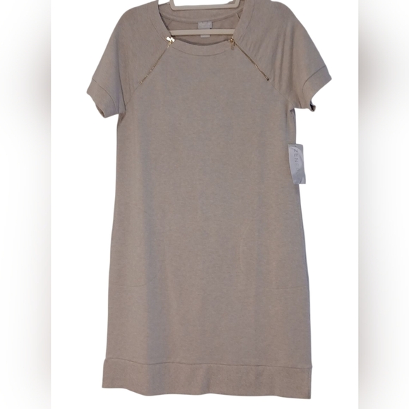 Chico's Zengery- NWT, Tan Shift Dress, Pockets, Working Zipper Accents, Slits, - Picture 12 of 12